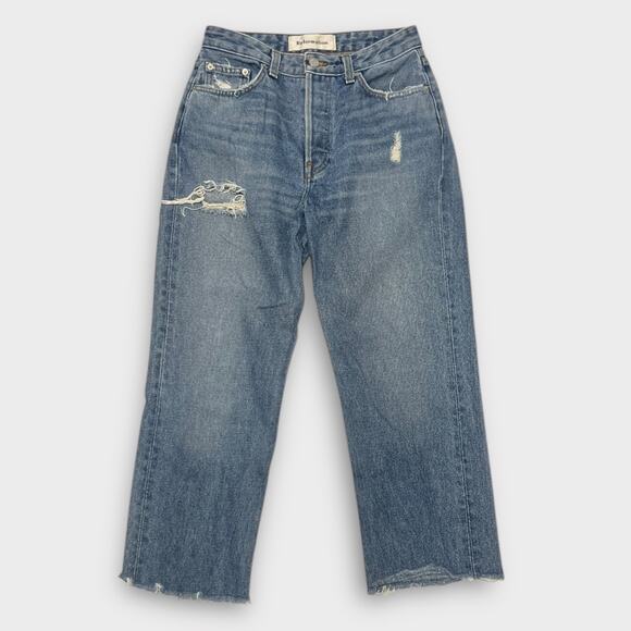 Reformation Denim - Reformation Vintage Fit Distressed Frayed Hem Cropped Jeans in Salton Size 26